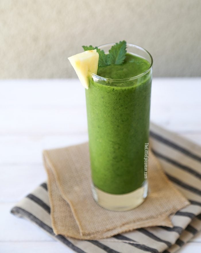 Miss Green Smoothie made with kale, pineapple, mango, and coconut water Miss Green Smoothie made with kale, pineapple, mango, and coconut water