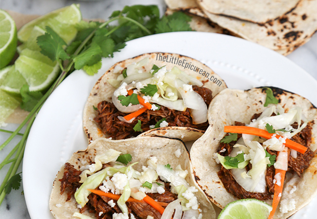 Slow Cooker Shredded Beef Tacos | The Little Epicurean