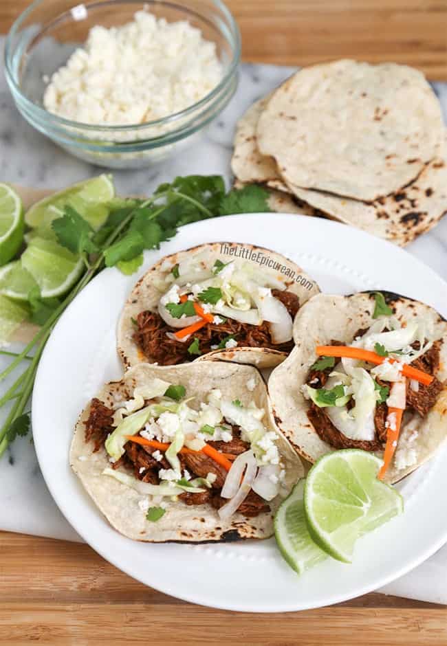 Slow Cooker Shredded Beef Tacos | The Little Epicurean