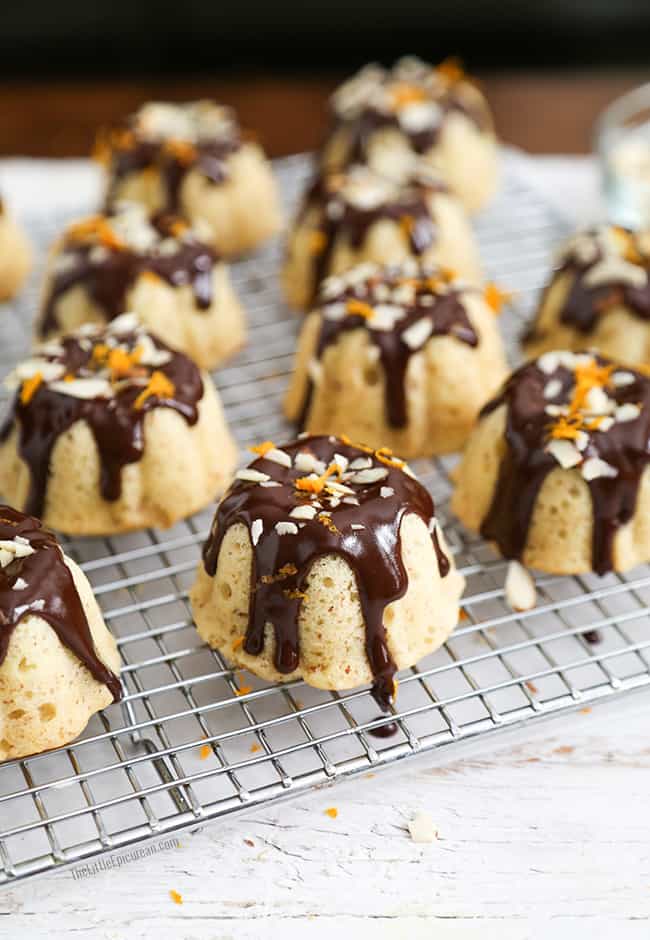 Almond Mini Bundt Cakes with Orange Glaze - My Sweet Precision