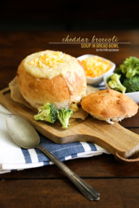 Cheddar Broccoli Soup in bread bowl // The Little Epicurean