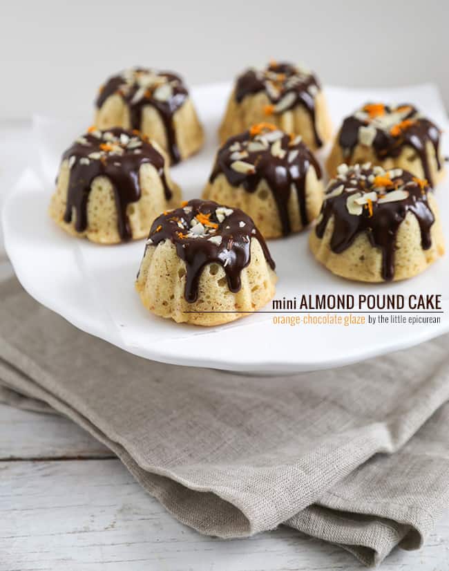Mini Almond Pound Cake with Chocolate-Orange Glaze