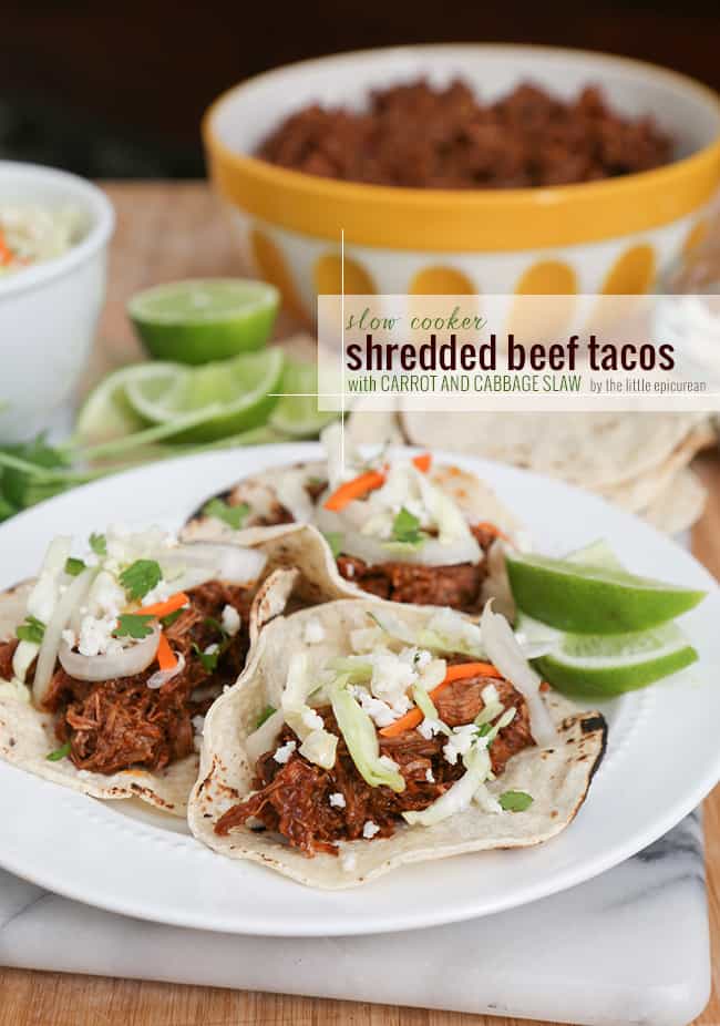 Slow Cooker Shredded Beef Tacos // The Little Epicurean