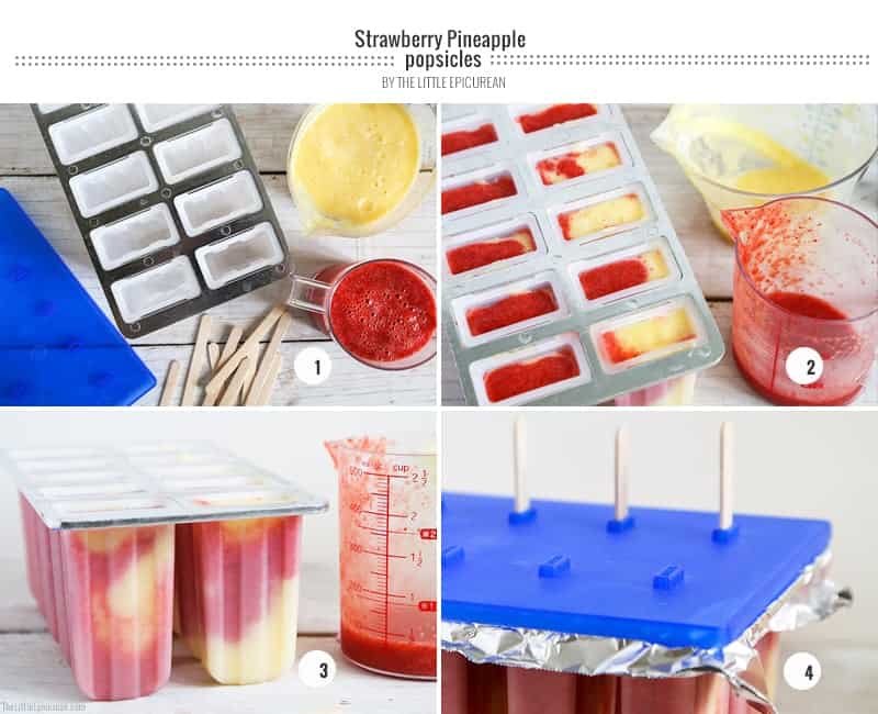 Strawberry Pineapple Popsicles step-by-step-popsicles