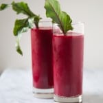 Beet Smoothie featuring beets, strawberries, mango, and tangerine juice