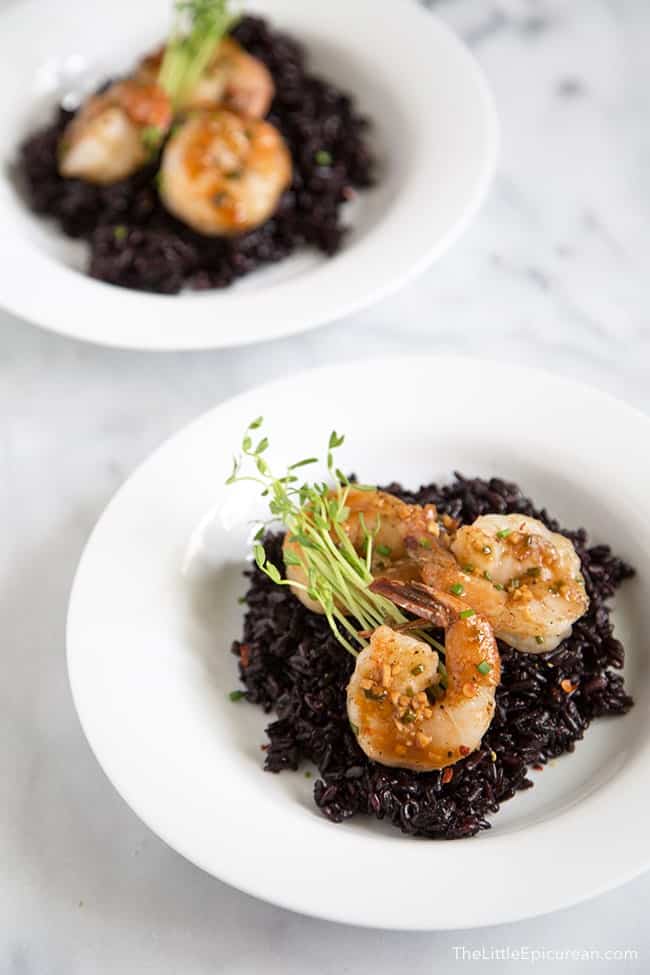 Soy Ginger Shrimp with forbidden rice | The Little Epicurean