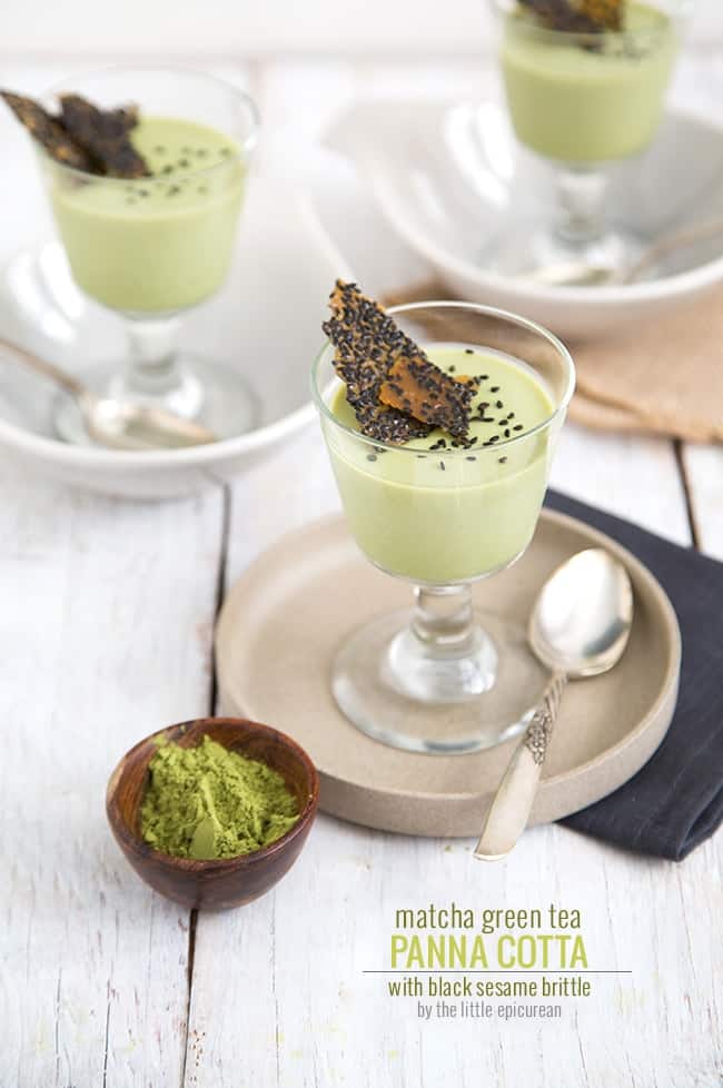 Matcha Green Tea Panna Cotta with Black Sesame Brittle | The Little Epicurean