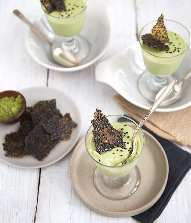 Matcha Green Tea Panna Cotta with Black Sesame Brittle | The Little Epicurean