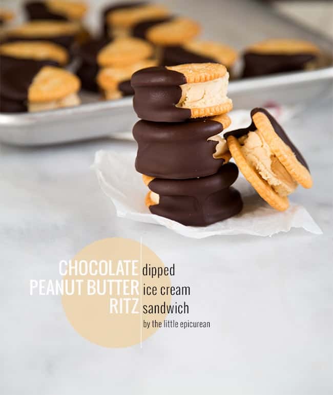 Peanut Butter Ice Cream Sandwich dipped in chocolate | The Little Epicurean