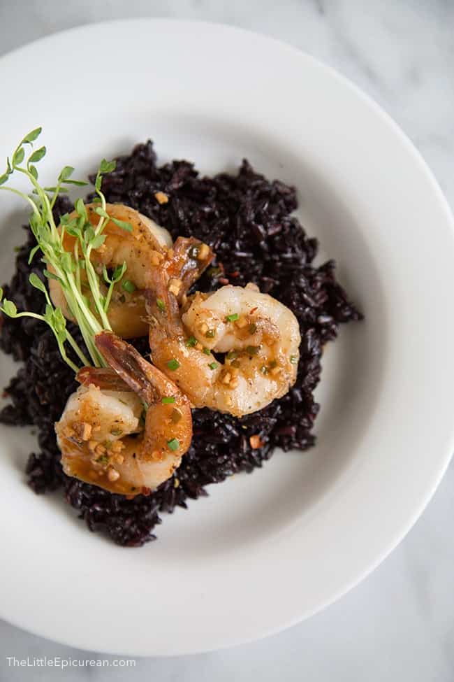 Soy Ginger Shrimp with forbidden rice | The Little Epicurean