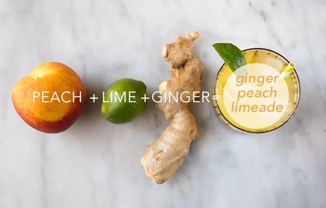 peach, lime, and ginger ingredients. 