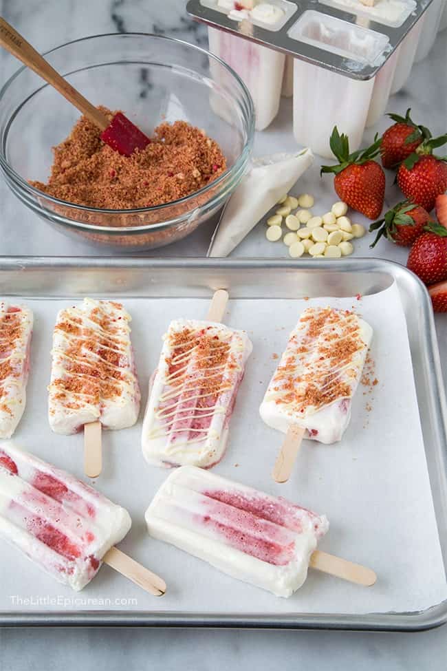 Strawberry Cheesecake Popsicles | The Little Epicurean