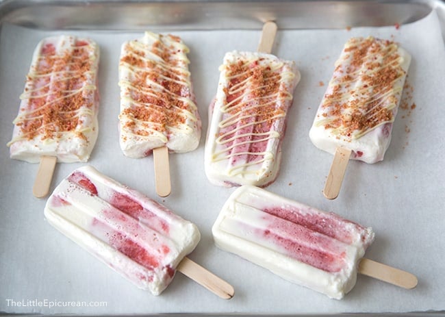 Strawberry Cheesecake Popsicles | The Little Epicurean