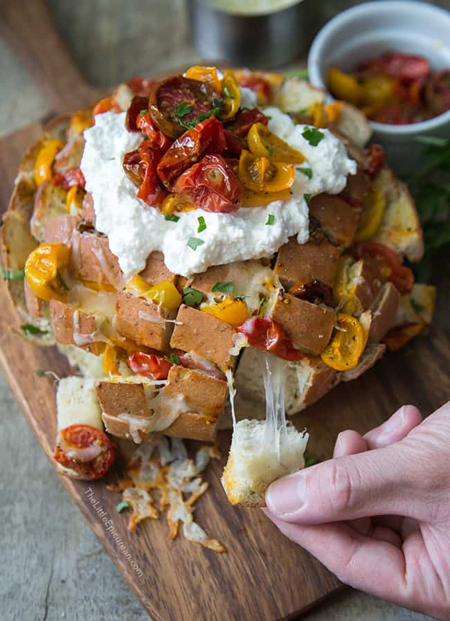 Roasted Tomato and Ricotta Pull Apart Bread | The Little Epicurean