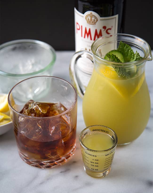 Summer Pimm's Cup with cucumber mint lemonade