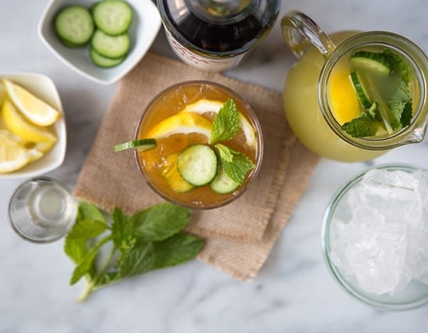 Summer Pimm's Cup with cucumber mint lemonade