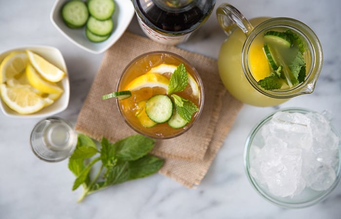 Summer Pimm's Cup with cucumber mint lemonade