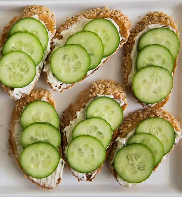 Cucumber Crostini with Garlic and Chives Cream Cheese