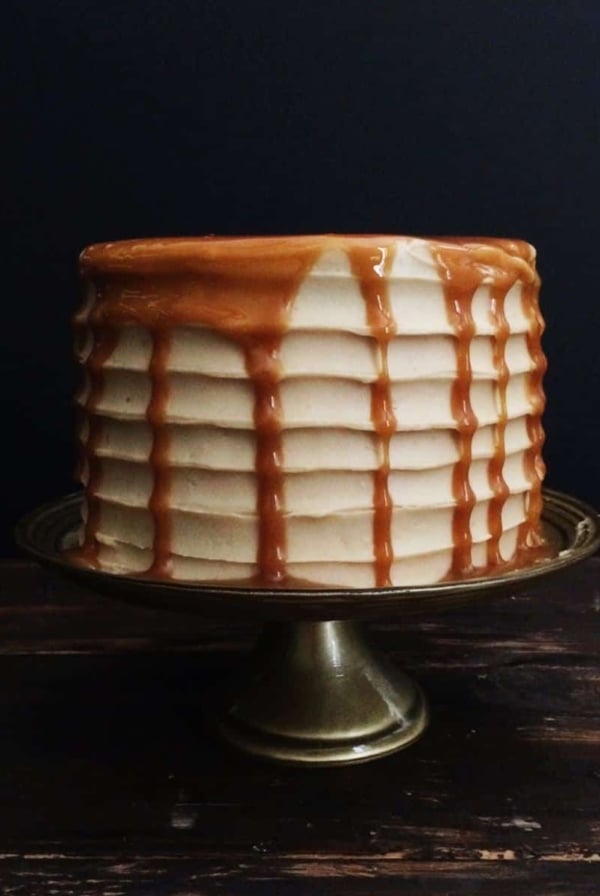 Brown Butter Zucchini Cake with salted caramel