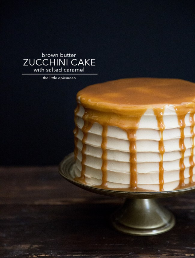 Brown Butter Zucchini Cake with salted caramel