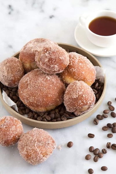 Coffee Custard Filled Doughnuts | the little epicurean