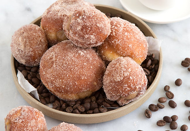 Coffee Custard Filled Doughnuts | the little epicurean
