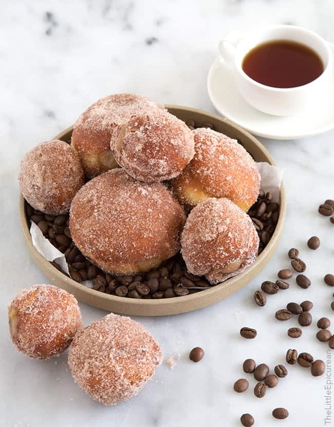 Coffee Custard Filled Doughnuts | the little epicurean