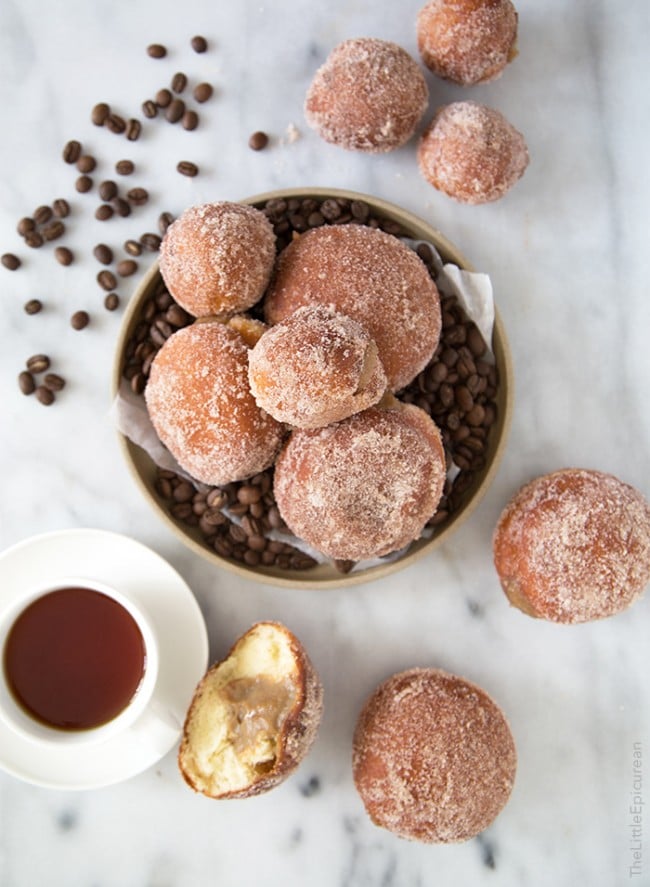 Coffee Custard Filled Doughnuts | the little epicurean