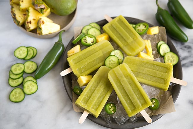 Pineapple Jalapeño Green Popsicles | the little epicurean