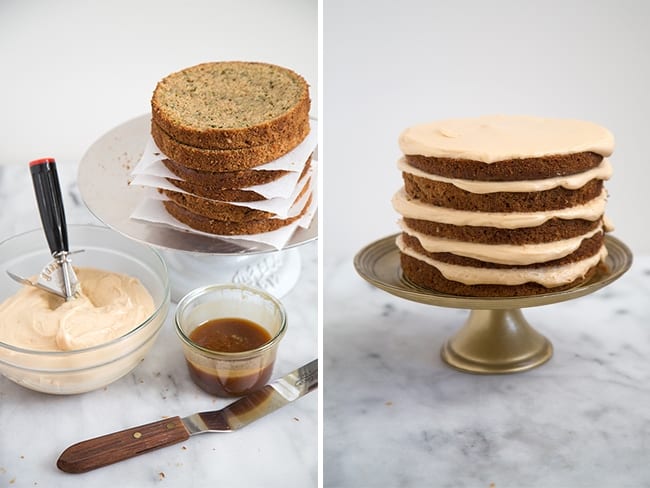 Brown Butter Zucchini Cake with salted caramel