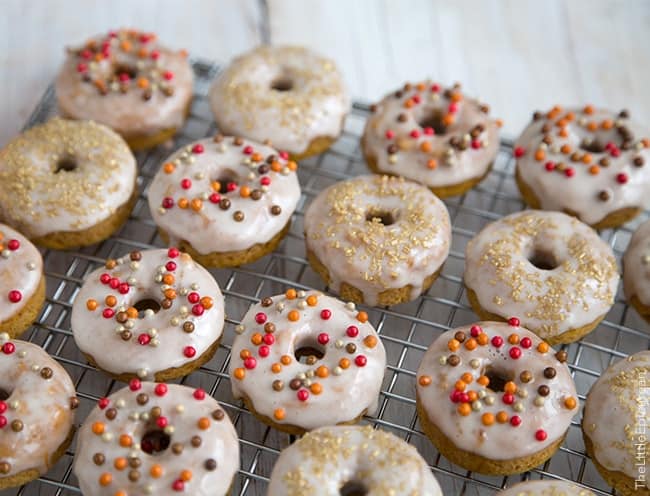 Mini Baked Pumpkin Donuts with cinnamon glaze | the little epicurean