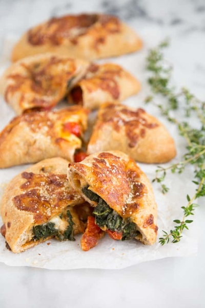 Spicy Chicken Sausage and Spinach Calzone