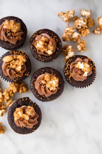 Chocolate Peanut Butter Cake with caramel popcorn | the little epicurean