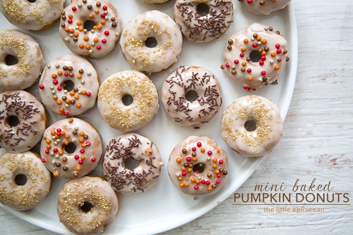 Mini Baked Pumpkin Donuts with cinnamon glaze | the little epicurean