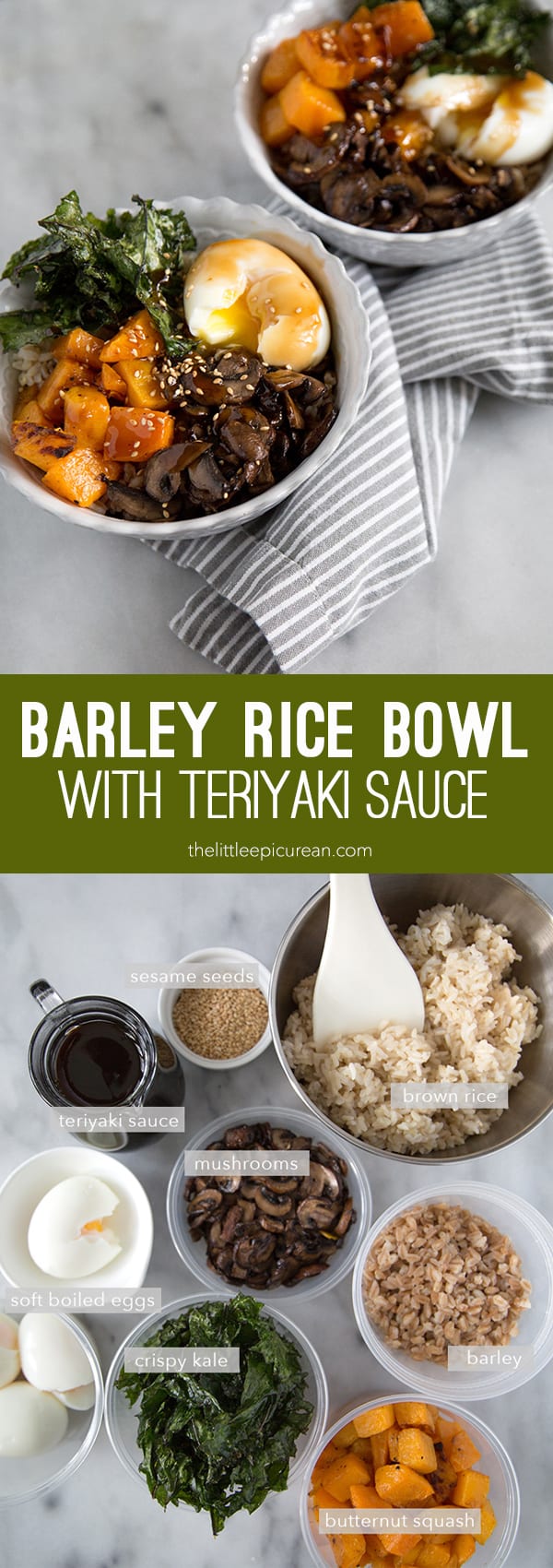 Barley Rice Bowl with Teriyaki Sauce