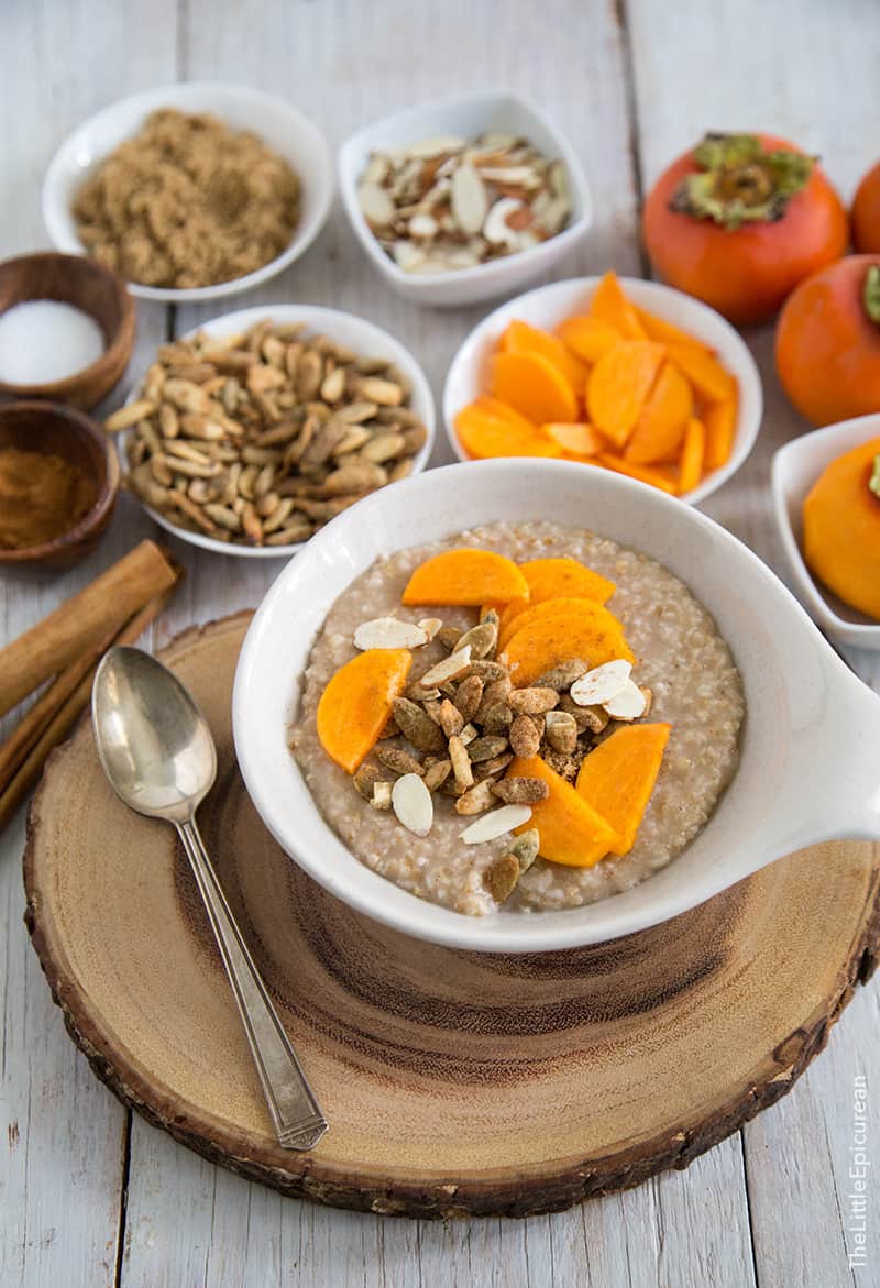 Overnight Steel Cut Oatmeal with persimmon