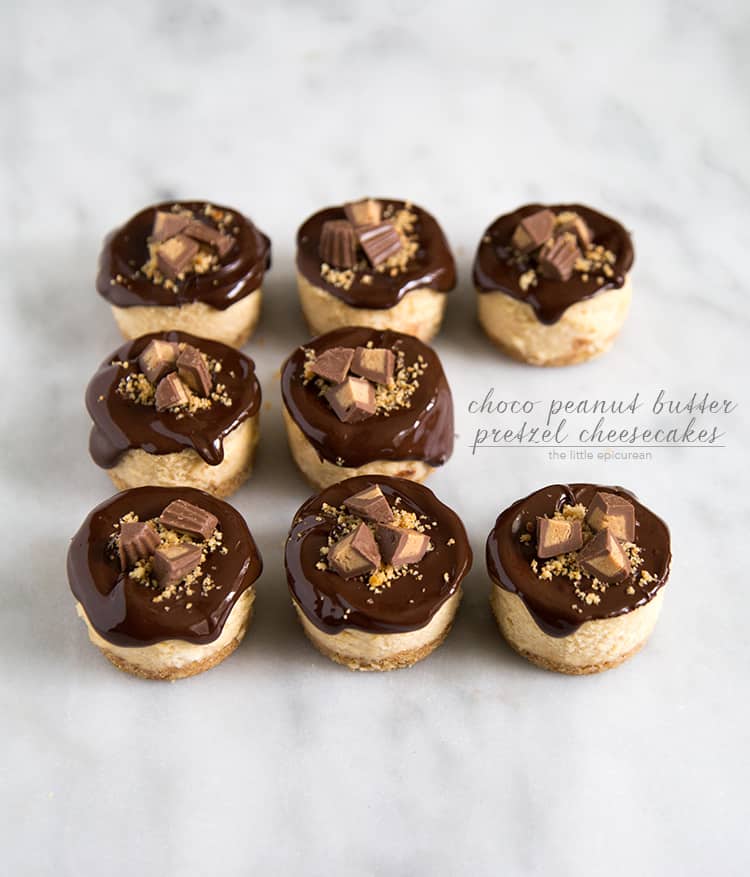 Mini Peanut Butter Pretzel Cheesecakes