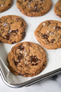 Chocolate Chunk Cookies with hazelnut and sea salt