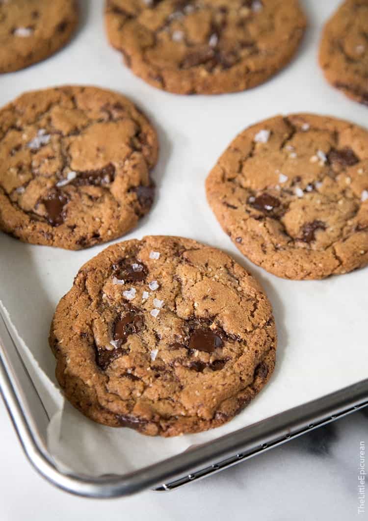 Chocolate Chunk Cookies with hazelnut and sea salt