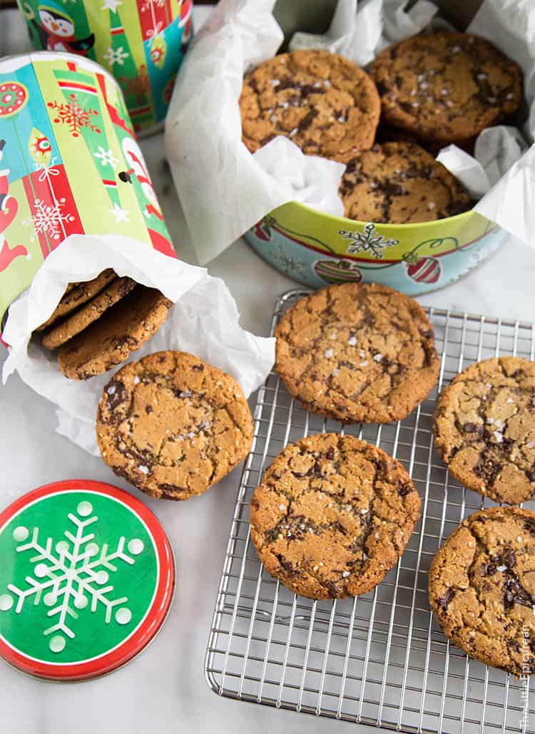 Chocolate Chunk Cookies with hazelnut and sea salt