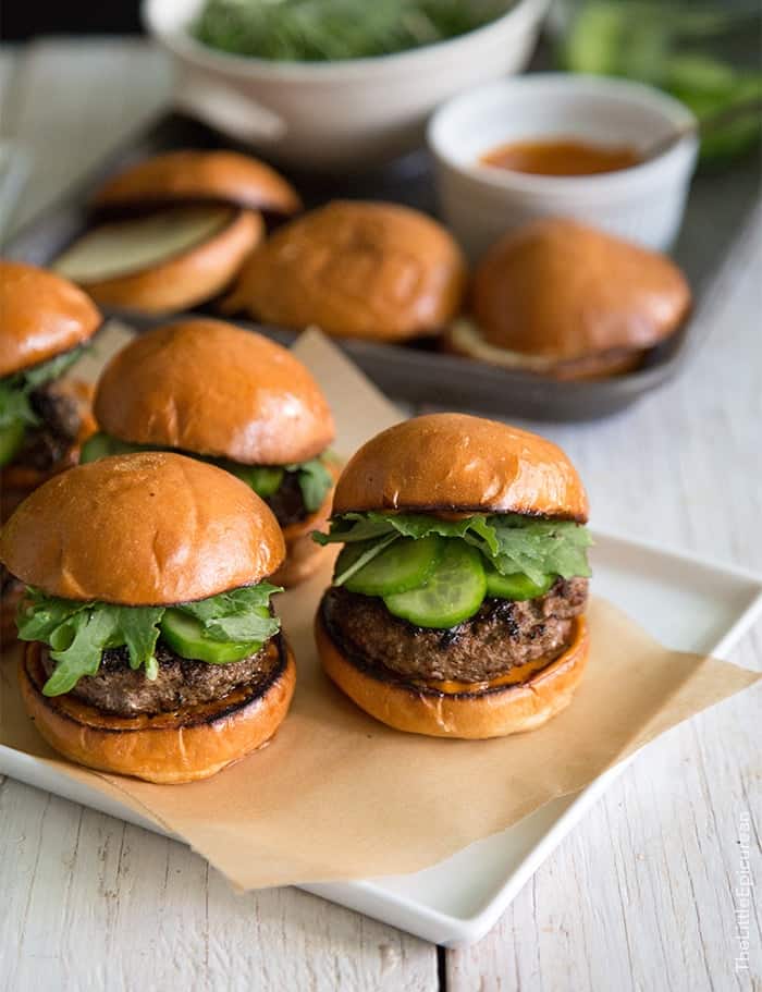 Asian Sliders with gochujang mayo