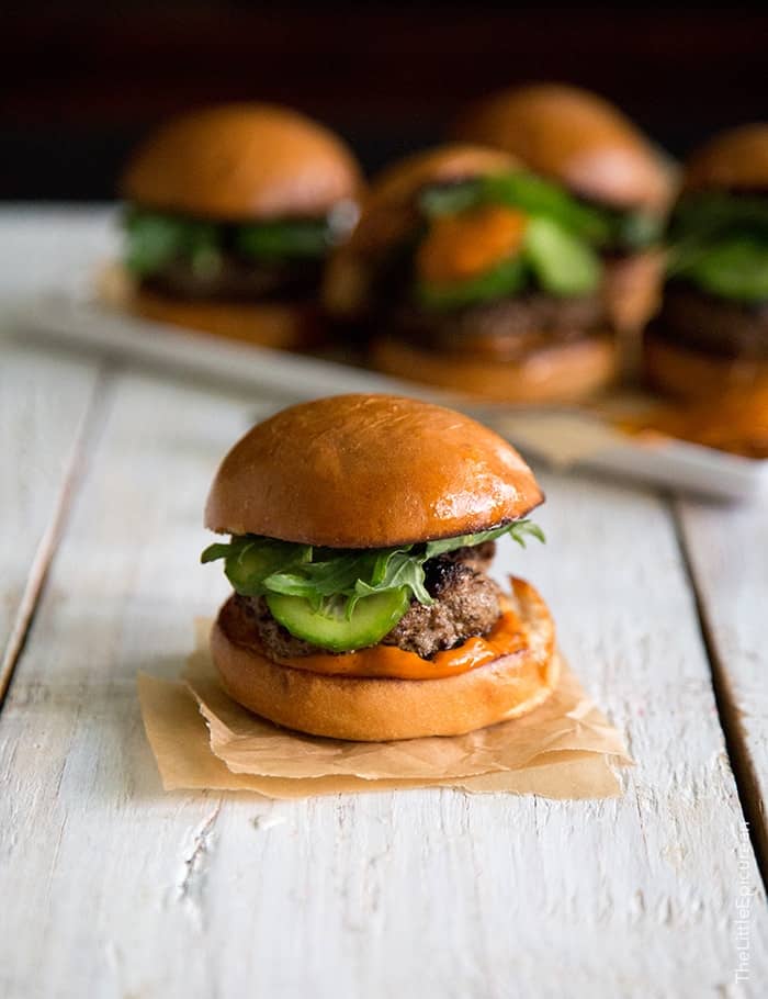 Asian Sliders with gochujang mayo