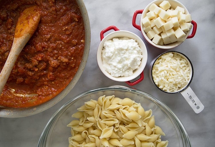 Cheesy Baked Pasta ingredients