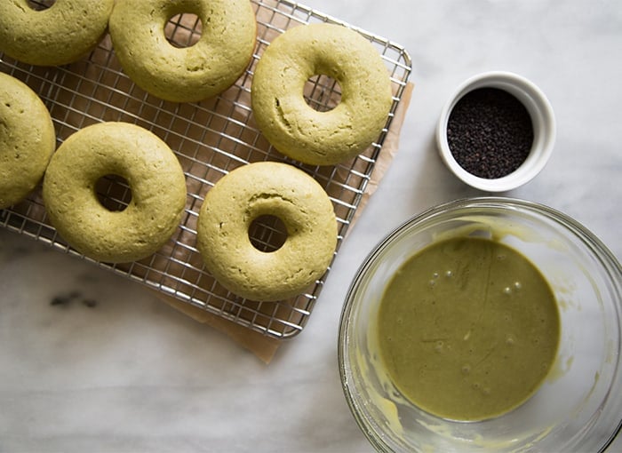 Black Sesame Matcha Doughnuts (baked)