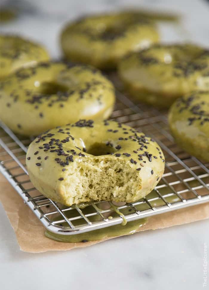 Black Sesame Matcha Doughnuts (baked)