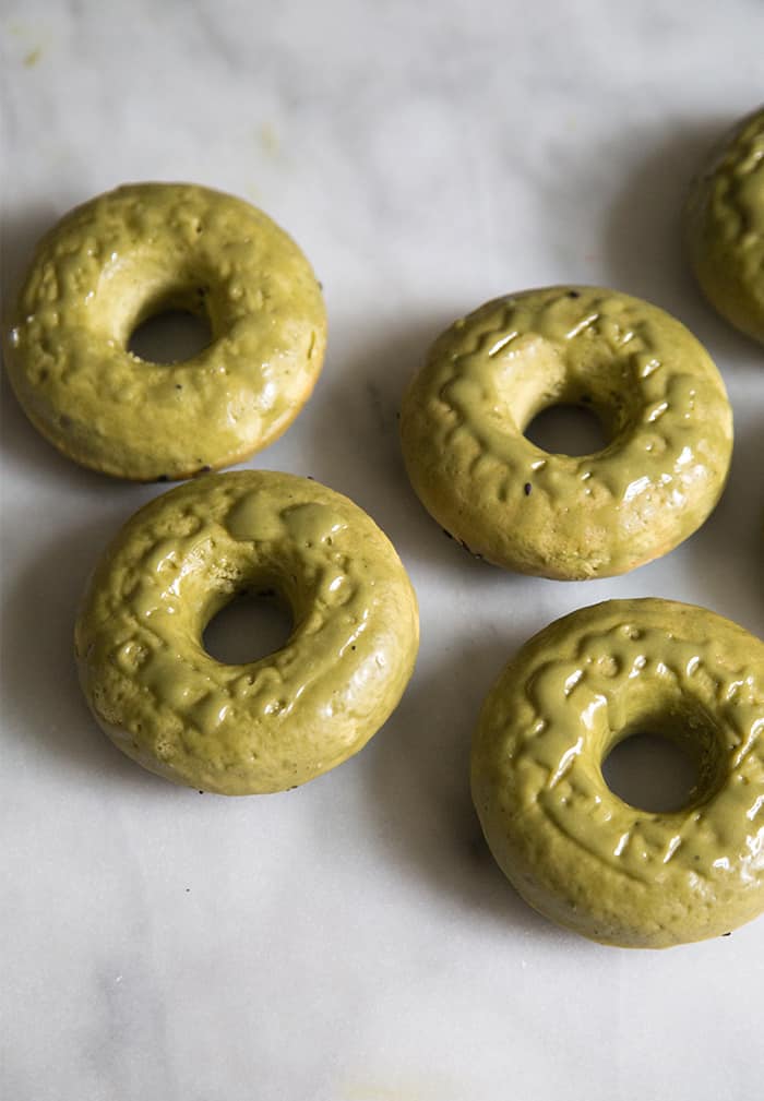 Black Sesame Matcha Doughnuts (baked)