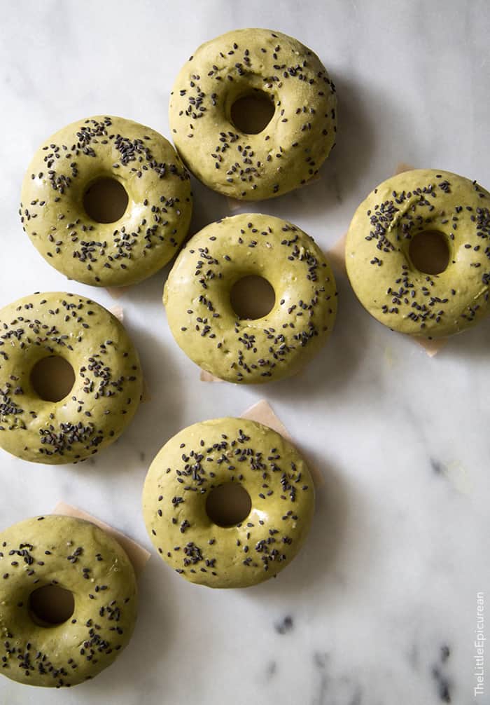 Black Sesame Matcha Doughnuts (baked)