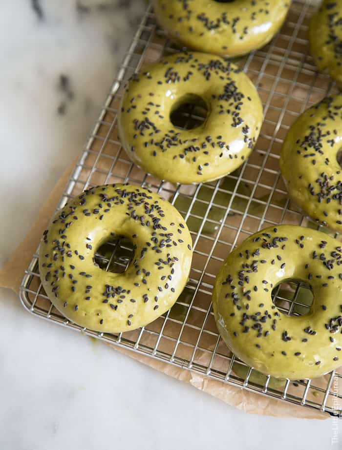 Black Sesame Matcha Doughnuts (baked)