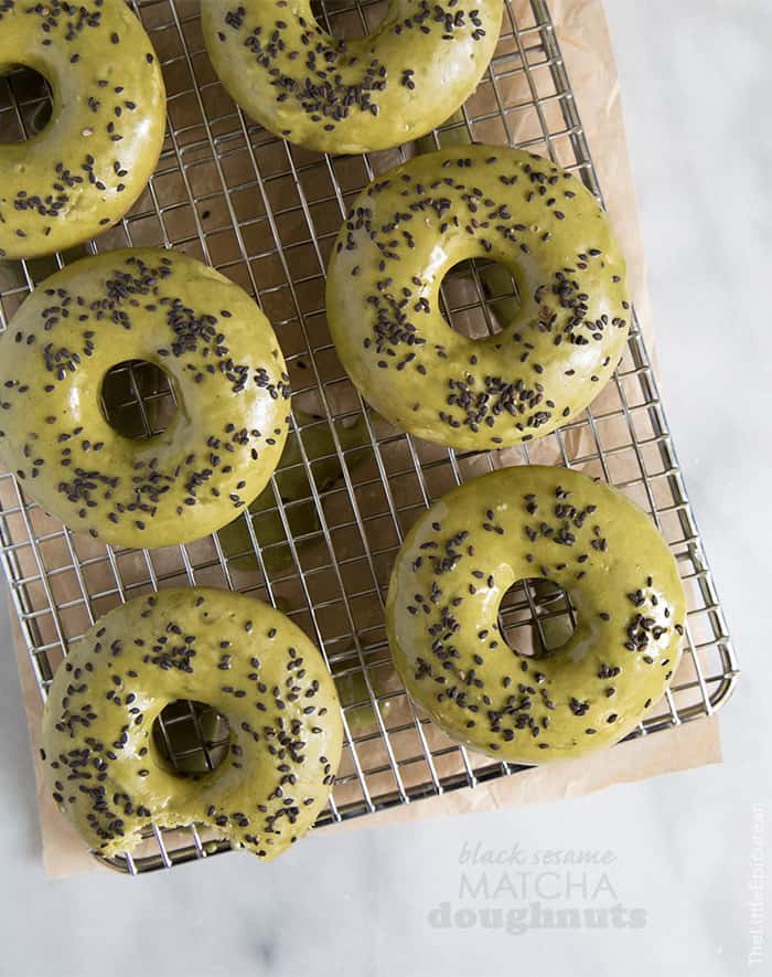 Black Sesame Matcha Doughnuts (baked)