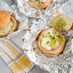 breakfast bread bowls baked in foil wraps.